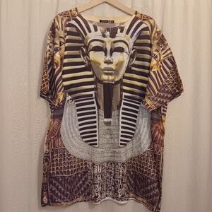 KAYDEN K Pharaoh Egyptian King Tut Printed Crew T-Shirt Mens SZ 2XL
